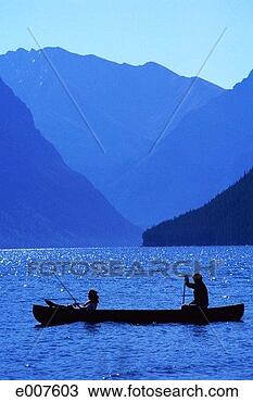 Stock Photo - silhouetted canoeists 
on river. fotosearch 
- search stock 
photos, pictures, 
images, and photo 
clipart