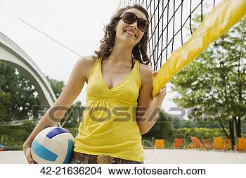 图片在线 - 妇女, 玩, 海滩, 排球 42-21636204 -