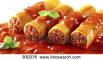 Stock Photo - cannelloni with 
mince filling 
and tomato sauce. 
fotosearch - search 
stock photos, 
pictures, images, 
and photo clipart