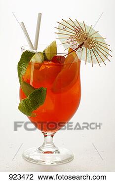 Stock Photo - cocktail with 
fruit, lime zest 
and cocktail umbrella. 
fotosearch - search 
stock photos, 
pictures, images, 
and photo clipart