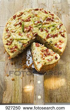 Stock Photography - leek and bacon 
quiche, a piece 
cut. fotosearch 
- search stock 
photos, pictures, 
images, and photo 
clipart