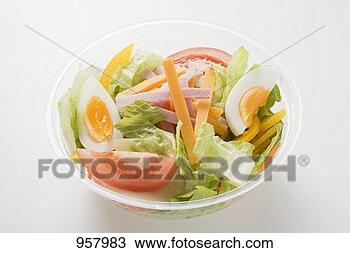 Stock Photo - iceberg lettuce, 
ham, cheese, egg 
& tomatoes in 
plastic bowl. 
fotosearch - search 
stock photos, 
pictures, images, 
and photo clipart