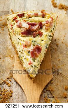 Stock Photography - piece of leek 
and bacon quiche 
on server. fotosearch 
- search stock 
photos, pictures, 
images, and photo 
clipart