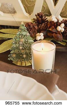 Stock Image - christmas table 
decorations (christmas 
tree, candle). 
fotosearch - search 
stock photos, 
pictures, images, 
and photo clipart