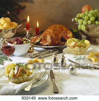 Stock Photograph - festive christmas 
meal with roast 
goose. fotosearch 
- search stock 
photos, pictures, 
images, and photo 
clipart