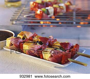 Stock Photography - grilled tofu and 
vegetable skewers. 
fotosearch - search 
stock photos, 
pictures, images, 
and photo clipart