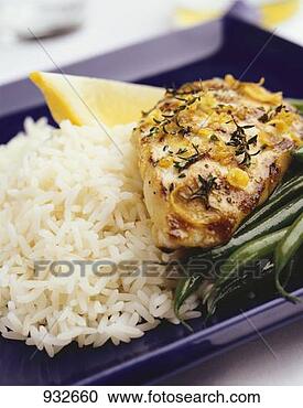 Stock Photography - lemon and thyme 
chicken with rice. 
fotosearch - search 
stock photos, 
pictures, images, 
and photo clipart