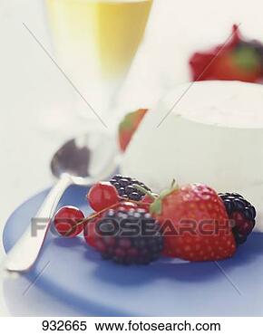Stock Image - panna cotta with 
fresh berries. 
fotosearch - search 
stock photos, 
pictures, images, 
and photo clipart