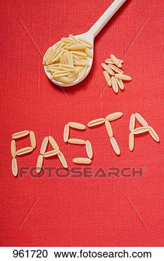 Stock Photography - the word 'pasta' 
written in pasta, 
pasta on wooden 
spoon. fotosearch 
- search stock 
photos, pictures, 
images, and photo 
clipart