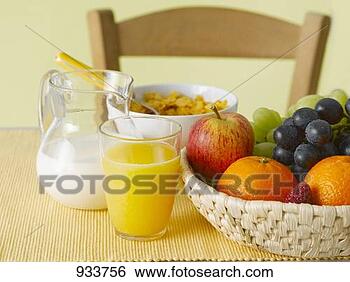 Stock Photo - still life with 
juice, fruit, 
milk and cornflakes. 
fotosearch - search 
stock photos, 
pictures, images, 
and photo clipart