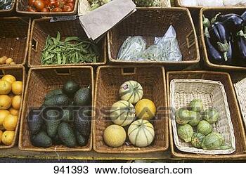 Stock Photo - variety of organic 
vegetables in 
baskets at a market. 
fotosearch - search 
stock photos, 
pictures, images, 
and photo clipart