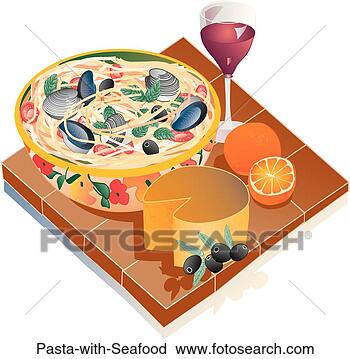 Clipart - pasta with seafood. 
fotosearch - search 
clipart, illustration, 
drawings and vector 
eps graphics images