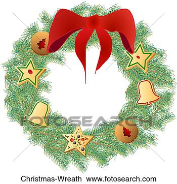 Clip Art - christmas wreath. 
fotosearch - search 
clipart, illustration, 
drawings and vector 
eps graphics images