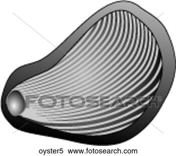 Stock Illustration of Oyster Mushrooms-One B&W oyster5 - Search Clipart