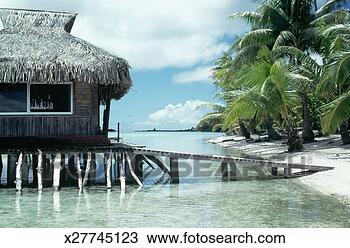 Stock Photo - french polynesia, 
bora bora, hut 
built on stilts 
over water. fotosearch 
- search stock 
photos, pictures, 
images, and photo 
clipart