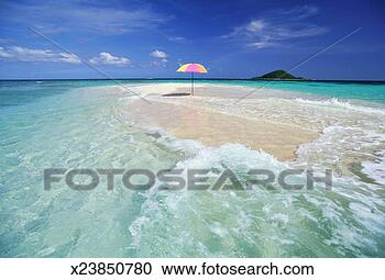 Stock Photography - grenada, beach 
umbrella on sand 
bar. fotosearch 
- search stock 
photos, pictures, 
images, and photo 
clipart