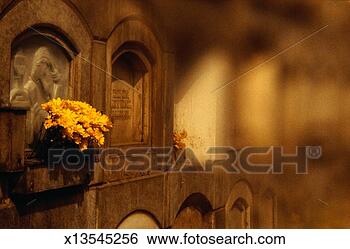 Stock Photo - peru, lima, flowers 
at grave site 
in mausoleum (focus 
on flowers). fotosearch 
- search stock 
photos, pictures, 
images, and photo 
clipart