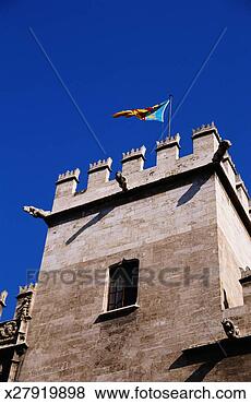 Stock Photo - spain, valencia, 
la lonja and flag 
of comunidad valencia. 
fotosearch - search 
stock photos, 
pictures, images, 
and photo clipart