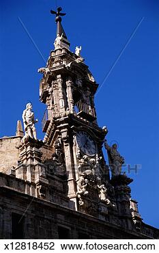Stock Photo - spain, valencia, 
plaza de la reina, 
santos juanes 
church, clock 
tower. fotosearch 
- search stock 
photos, pictures, 
images, and photo 
clipart