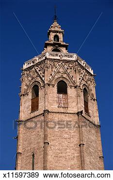 Stock Photograph - spain, valencia, 
valencia cathedral 
bell tower. fotosearch 
- search stock 
photos, pictures, 
images, and photo 
clipart