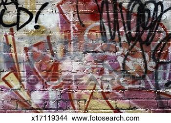 Stock Photo - spray painted 
graffiti on brick 
wall. fotosearch 
- search stock 
photos, pictures, 
images, and photo 
clipart