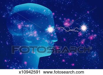 Stock Photography - head in space, 
with lightening 
bolt, (digital 
composite). fotosearch 
- search stock 
photos, pictures, 
images, and photo 
clipart