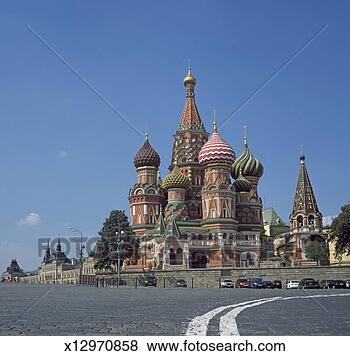 Stock Photo - russia, moscow, 
red square, st 
basil cathedral, 
blue sky. fotosearch 
- search stock 
photos, pictures, 
images, and photo 
clipart