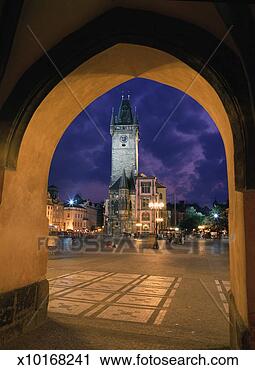 Stock Photography - czech republic, 
prague, old town 
square with town 
hall, night. fotosearch 
- search stock 
photos, pictures, 
images, and photo 
clipart