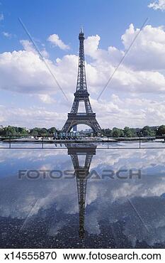 Stock Photography - france, paris, 
eiffel tower reflecting 
in puddle at palais 
de chaillot. fotosearch 
- search stock 
photos, pictures, 
images, and photo 
clipart