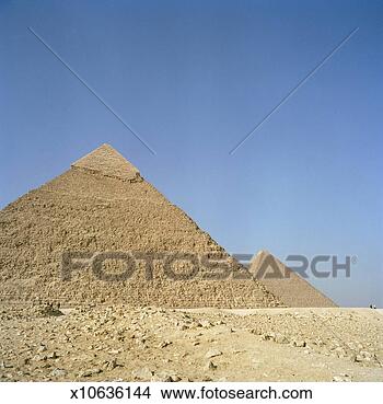 Stock Photo - egypt, giza, pyramid 
of chephren with 
the great pyramid 
in background. 
fotosearch - search 
stock photos, 
pictures, images, 
and photo clipart