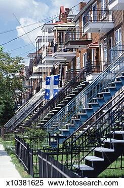 Stock Image - canada,  quebec, 
 montreal,  staircases 
to homes with 
quebec. fotosearch 
- search stock 
photos, pictures, 
images, and photo 
clipart