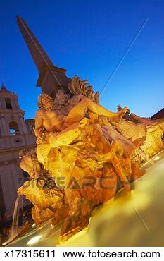 Stock Photography - italy,  lazio, 
 rome,  piazza 
navona,  fountain 
of the four rivers. 
fotosearch - search 
stock photos, 
pictures, images, 
and photo clipart