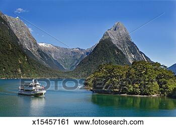 Stock Photography - new zealand, south 
island, southland, 
milford sound, 
cruise boat. fotosearch 
- search stock 
photos, pictures, 
images, and photo 
clipart