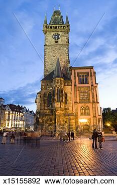 Stock Photo - czech republic, 
 prague,  cobbled 
town square and 
old town hall 
tower. fotosearch 
- search stock 
photos, pictures, 
images, and photo 
clipart