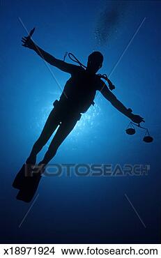 Stock Photo - silhouette of 
diver with knife 
and weight scale, 
underwater view. 
fotosearch - search 
stock photos, 
pictures, images, 
and photo clipart