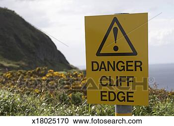 Stock Photography - northern ireland, 
 antrim county, 
 'danger cliff 
edge' sign on. 
fotosearch - search 
stock photos, 
pictures, images, 
and photo clipart