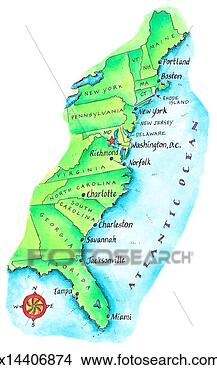 Stock Illustration - map of american 
east coast. fotosearch 
- search clipart, 
illustration, 
drawings and vector 
eps graphics images