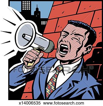 Stock Illustration - man with megaphone. 
fotosearch - search 
clipart, illustration, 
drawings and vector 
eps graphics images