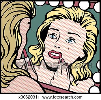 Clipart - woman applying 
lipstick. fotosearch 
- search clipart, 
illustration, 
drawings and vector 
eps graphics images