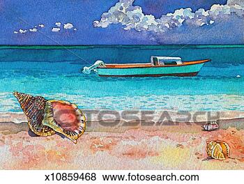 Stock Illustration - caribbean beach. 
fotosearch - search 
clipart, illustration, 
drawings and vector 
eps graphics images