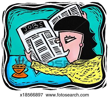 Stock Illustration - woman reading 
classifieds. fotosearch 
- search clipart, 
illustration, 
drawings and vector 
eps graphics images
