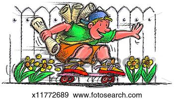 Stock Illustration - paper boy on skateboard. 
fotosearch - search 
clipart, illustration, 
drawings and vector 
eps graphics images