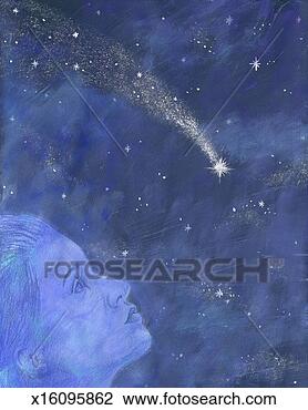 Clip Art - woman looking 
at shooting star. 
fotosearch - search 
clipart, illustration, 
drawings and vector 
eps graphics images