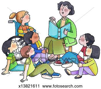 Clipart - teacher reading 
to students. fotosearch 
- search clipart, 
illustration, 
drawings and vector 
eps graphics images