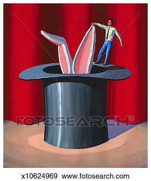 Stock Illustration - man pulling rabbit 
out of hat. fotosearch 
- search clipart, 
illustration, 
drawings and vector 
eps graphics images