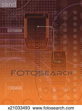Drawing - cellular phone 
and a palmtop. 
fotosearch - search 
clipart, illustration, 
drawings and vector 
eps graphics images