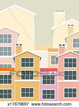 Stock Illustration - row houses. fotosearch 
- search clipart, 
illustration, 
drawings and vector 
eps graphics images