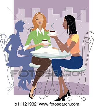 Clip Art - women at outdoor 
cafe. fotosearch 
- search clipart, 
illustration, 
drawings and vector 
eps graphics images