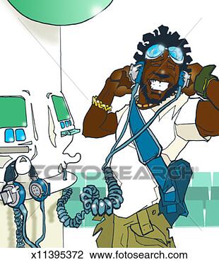 Clip Art - man listening 
to music on headphones. 
fotosearch - search 
clipart, illustration, 
drawings and vector 
eps graphics images