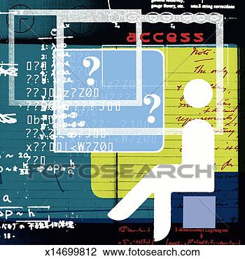 Clip Art - figure sitting 
amid data and 
equations. fotosearch 
- search clipart, 
illustration, 
drawings and vector 
eps graphics images